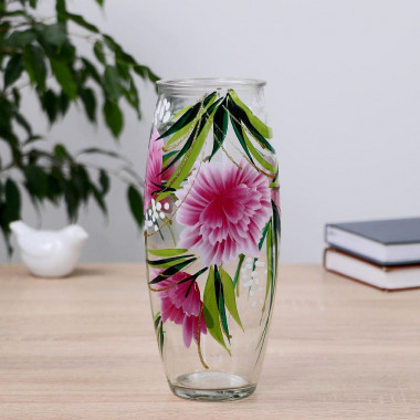 Ваза Симфония с росписью на проз.стекле, d-7см 10х23 см МИКС — Posudio