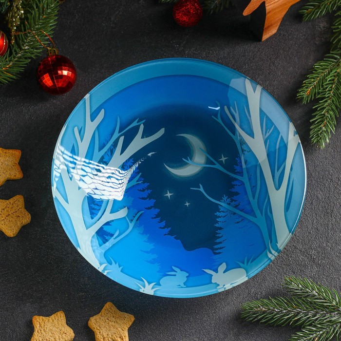 Салатник Доляна «Кролики под луной», 1 л, 22×5 см, цвет синий фото 1 &mdash; Posudio