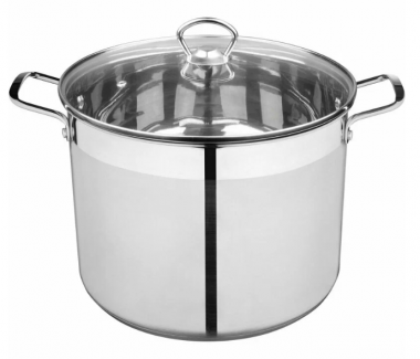 Кастрюля CULINARA объем 12,9л. из нерж. стали с  крышкой из жаропрочного стекла &mdash; Posudio