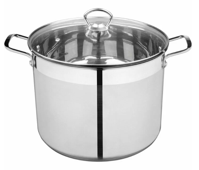 Кастрюля CULINARA объем 12,9л. из нерж. стали с  крышкой из жаропрочного стекла фото 1 &mdash; Posudio