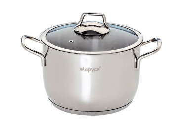 Кастрюля 6,5л 24х12см стеклянная крышка Маруся 65к — Posudio