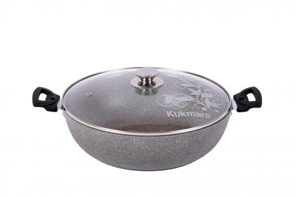 Сотейник 30/85мм. со стеклянной крышкой( темн. мрам) фото 1 — Posudio