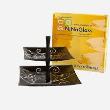 Фруктовница Джейн черн. 2-х ярус. квадр в под.уп. — Posudio