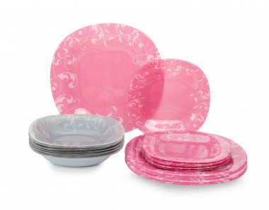 Столовый набор 18пр. ДЖАЗИ ПИНК&amp;ГРЕЙ — Posudio