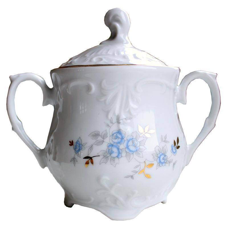 Сахарница 400мл Cmielow Rococo голубой цветок 0036060 9706 фото 1 — Posudio