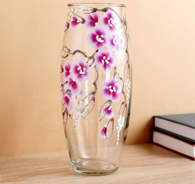 Ваза Сакура с росписью на проз.стекле — Posudio