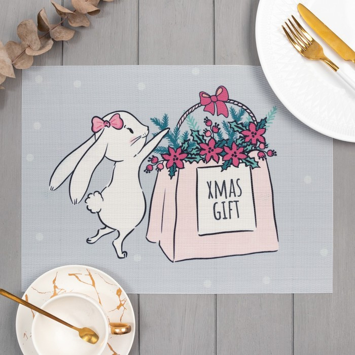 Новогодняя салфетка на стол "Xmas gift", ПВХ, 40*29 см фото 1 — Posudio