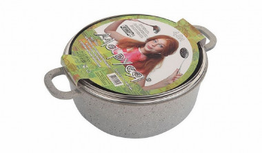 Кастрюля литая 3л 22см стеклянная крышка Маруся 9430к — Posudio