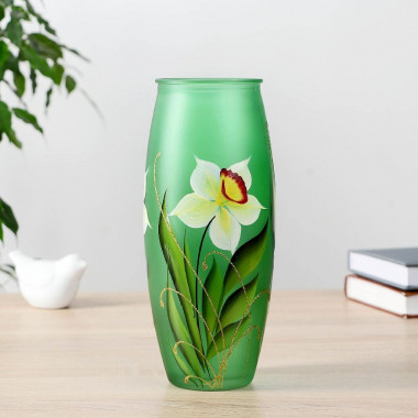 Ваза Нарцисс с росписью на крашеном стекле — Posudio