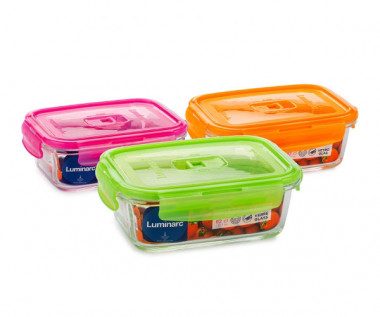 Контейнер стеклянный PYREBOX ACTIVE прямоугольный  820мл (неон микс оранжевый ) — Posudio