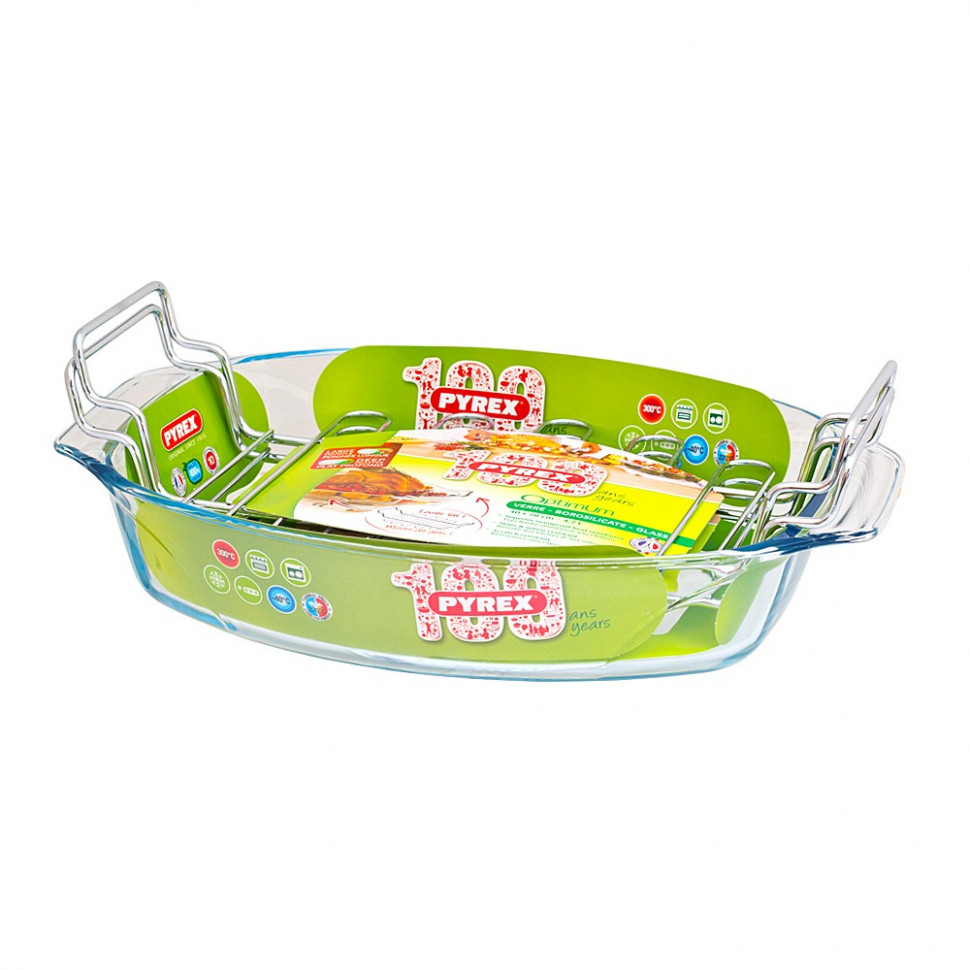 Блюдо PYREX Irresistible овальное 39x27см с решеткой фото 1 — Posudio