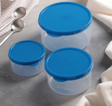 Набор контейнеров пищевых 3шт. (цвет синий) &mdash; Posudio