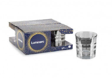 Набор стаканов  ДАЛЛАС СИЯЮЩИЙ ГРАФИТ 4шт 300мл низкие — Posudio