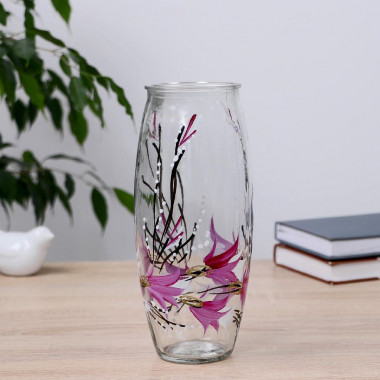 Ваза Майя с росписью на проз.стекле, d-7см 10х23 см — Posudio