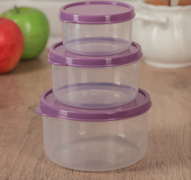 Набор контейнеров пищевых 3шт. (цвет фиолетовый) &mdash; Posudio