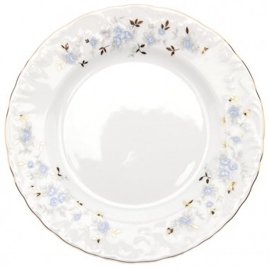 Тарелка плоская 25см Cmielow Rococo голубой цветок 3006032 9706 — Posudio