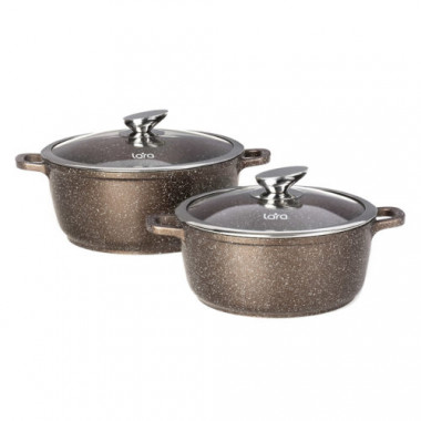 Набор посуды Rio CHOCO(каст.3.1л.+5,0л.) литой алюминий, мрамор 2пр. LARA — Posudio