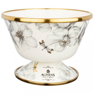 КОНФЕТНИЦА AGNESS ЭМАЛИРОВАННАЯ, СЕРИЯ ЯБЛОНЕВЫЙ САД, 400 МЛ, ДИАМЕТР14СМ &mdash; Posudio