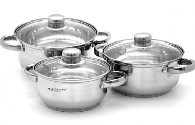 Набор кастрюль 6пр. (1,6л+2,2+3,2л) Гретта, КТ04-А — Posudio