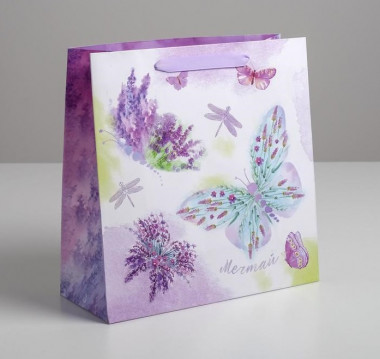 Пакет ламинированный квадратный «Лавандовая легкость», 30 × 30 × 12 см &mdash; Posudio