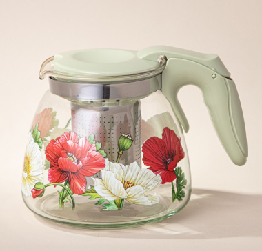 ЗАВАРОЧНЫЙ ЧАЙНИК AGNESS С ФИЛЬТРОМ "МАКИ"  900 МЛ. 885-109 &mdash; Posudio