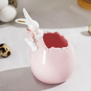 Конфетница "Зайка" 8,5х8,9х14,5 см, цвет розовый &mdash; Posudio