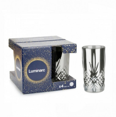 Набор стаканов  ЗАЛЬЦБУРГ СИЯЮЩИЙ ГРАФИТ 4шт 380мл высокие — Posudio