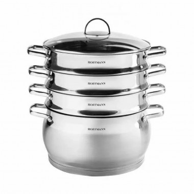 HM 5801  Пароварка/мантоварка с крышкой и сеткой,  нерж. сталь 10л.(28см.) — Posudio