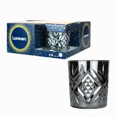 Набор стаканов  ЗАЛЬЦБУРГ СИЯЮЩИЙ ГРАФИТ 4шт 300мл низкие — Posudio