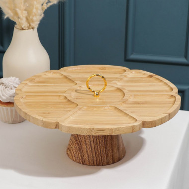 Блюдо для подачи &quot;Евразия &quot; на ножках, 35х20х1,8 см, массив березы — Posudio