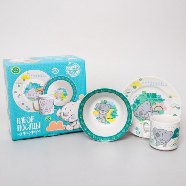 Набор посуды "Наше счастье", Me to You, кружка 200 мл, тарелка 17 см, салатник 360 мл &mdash; Posudio