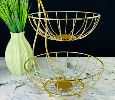 Двухъярусная фруктовница/конфетница 26см  (х8)Металл 401-048 — Posudio