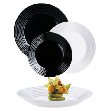 Набор столовый АЛЕКСИ БЛЭК ЭНД УАЙТ 18пр. &mdash; Posudio