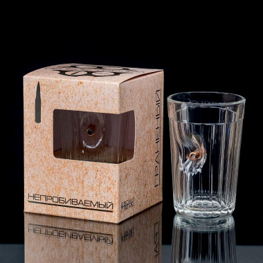 Стакан &quot;Непробиваемый.Крафт&quot; стакан граненый с пулей 250 мл — Posudio