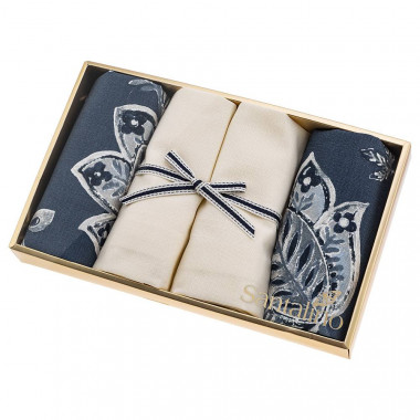 Набор салфеток "Сапфир" синий+крем. 3шт 40*40см 100% хлопок &mdash; Posudio