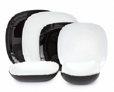 Столовый набор 24 предмета, черно-белая Luminarc Lotusia &mdash; Posudio