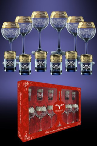 Набор 12пр. с рис. &quot;Русский узор&quot; (Гусь Хрусталь) — Posudio