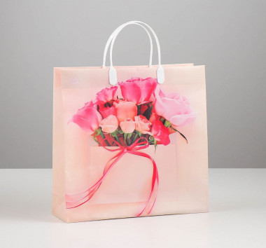 Пакет "Конвертик с розами", мягкий пластик, 30 х 30 см, &mdash; Posudio