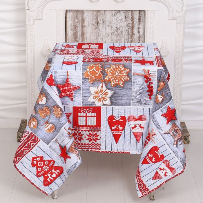 Скатерть новогодняя  рогожка DomoVita «Чудеса» 110х150 см фото 1 &mdash; Posudio