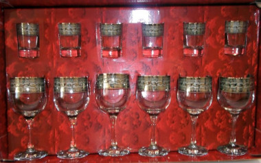 Набор 12-ти предметный, рис. &quot;Версаче&quot;(бокалы для вина и стопки) — Posudio