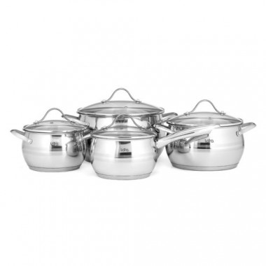 Набор посуды APPLE 8пр. (сотейник 2,1л. кастрюли 2,1+3,7+6,1л.) — Posudio