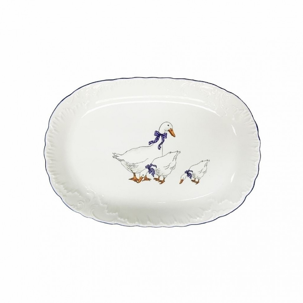 Блюдо овальное 29см Cmielow Rococo Гуси 0032300E280 фото 1 — Posudio