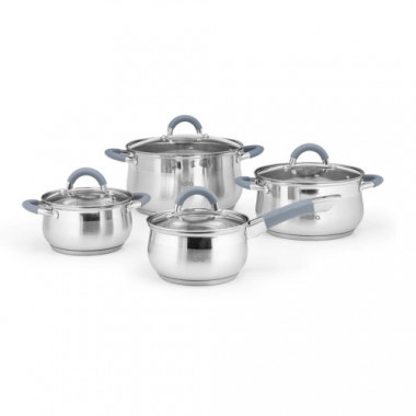 Набор посуды 8пр.(кастр.1,8+3,5+5,9л.сотейник) капсул индук дно, силик ручка) (LARA Bell) — Posudio