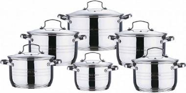 Набор Кастрюль 12пр нжс стекл. крыш.  (BERGNER)(клепн. ручки) &mdash; Posudio