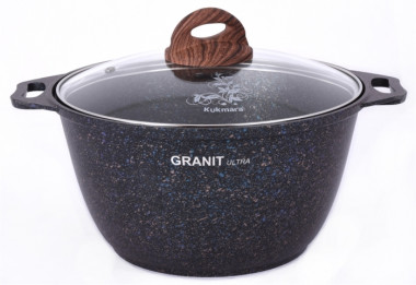Кастрюля со стекл. крышкой 4л. Granit ultra(blue) &mdash; Posudio