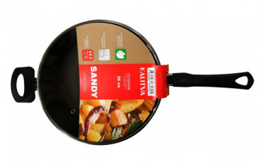 Сотейник 260мм  2-ручки стеклянная крышка а/п Сатин — Posudio