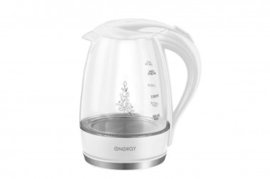 Чайник ENERGY E-262 (1.7л) стекло, пластик белый &mdash; Posudio