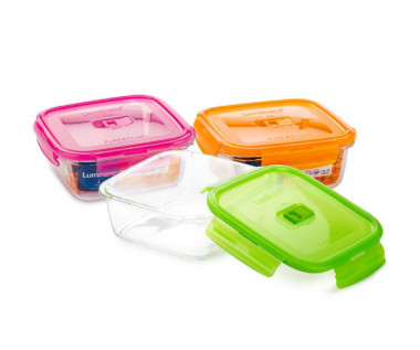 Контейнер стеклянный PYREBOX ACTIVE квадратный 760мл (неон микс оранжевый) — Posudio