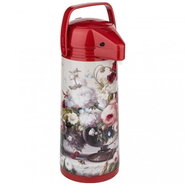 Термос AGNESS со стеклянной колбой и помпой 1,9л Still Life &mdash; Posudio