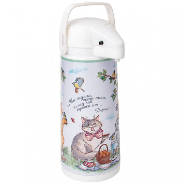 Термос AGNESS со стеклянной колбой и помпой 1,9л &mdash; Posudio